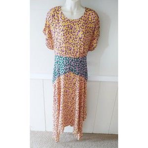 NWT Top Shop Women Multicolor Floral Short Sleeve Round Neck Party Dress Size 8